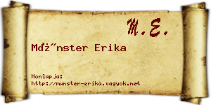 Münster Erika névjegykártya